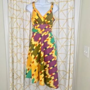 MARC JACOBS Linen Sweetheart VNeck Ikat Boho Dress